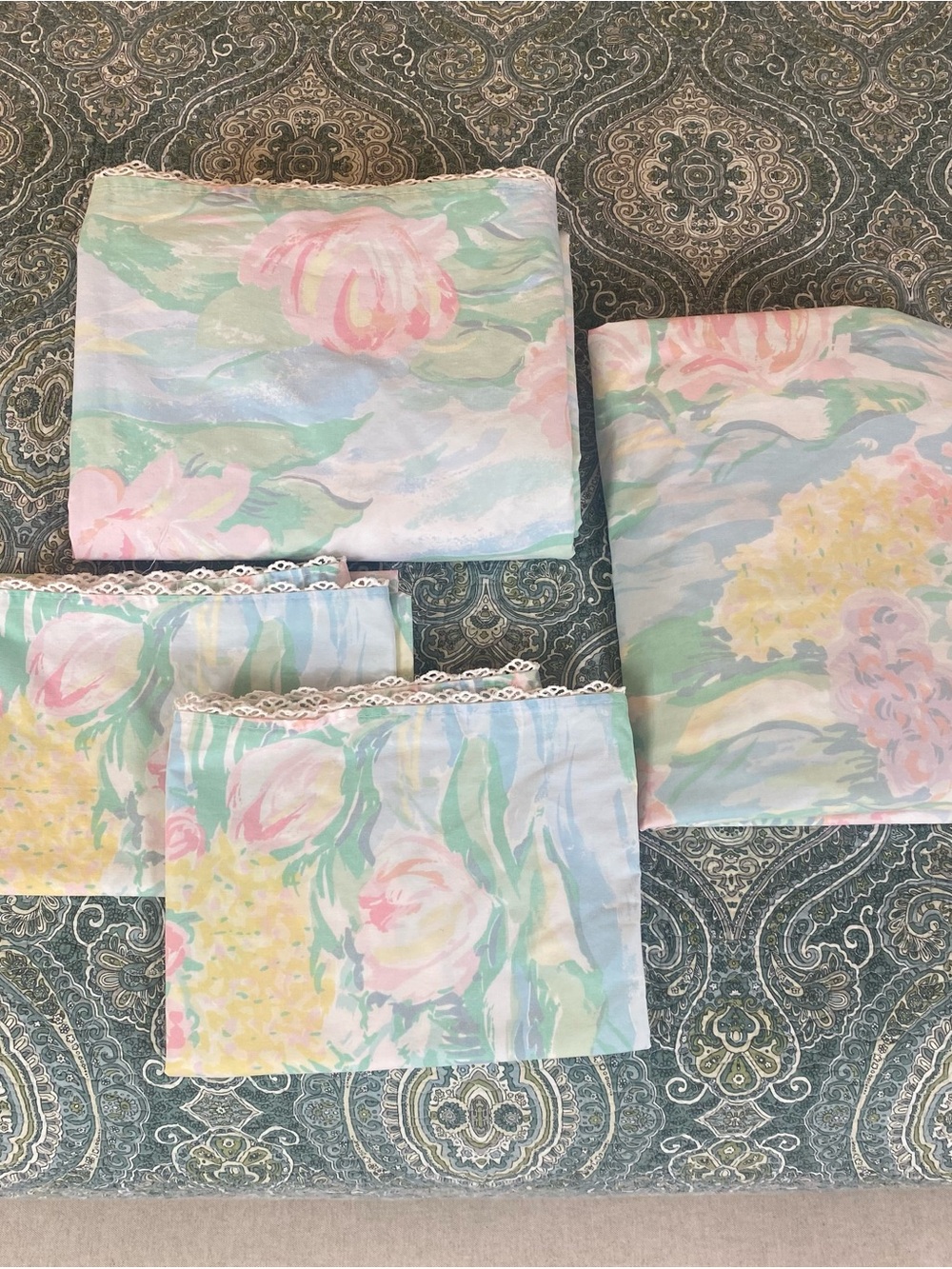 VTG -1980s Atelier Martex Claude Monet Sheet Set 4pc Water Lilies Floral